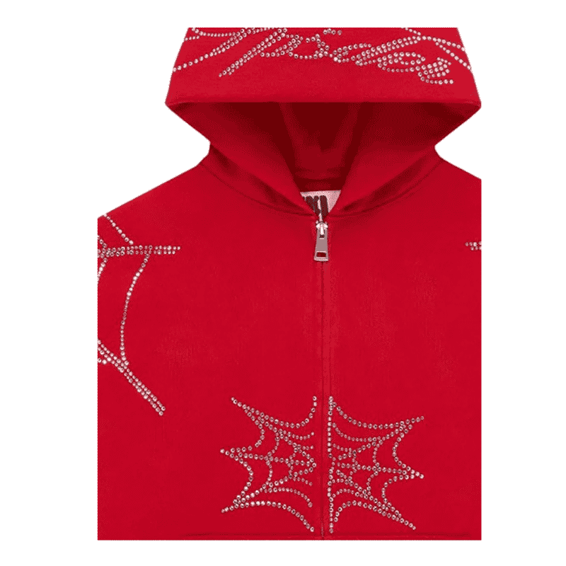 Sp5der Rhinestone-Embellishment Hoodie Model