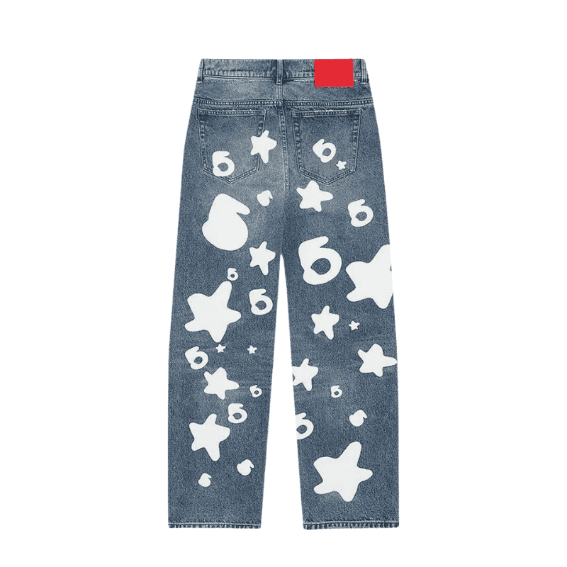Sp5der Star Print Bootcut Jeans Back