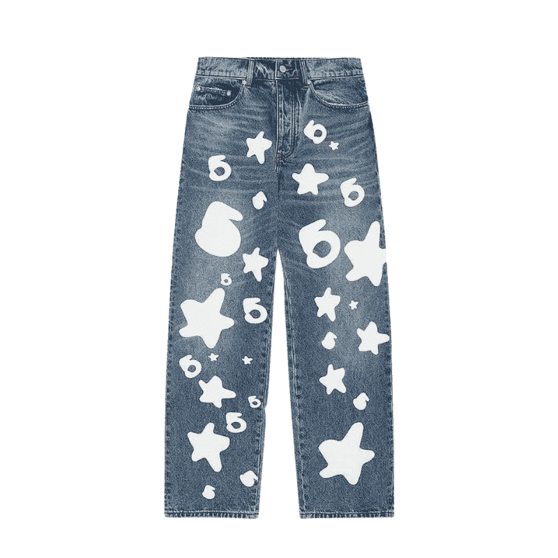 Sp5der Star Print Bootcut Jeans